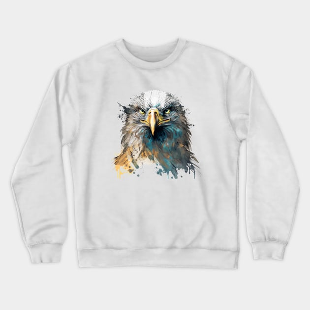 Eagle Portrait Animal Painting Wildlife Outdoors Adventure Crewneck Sweatshirt by Cubebox